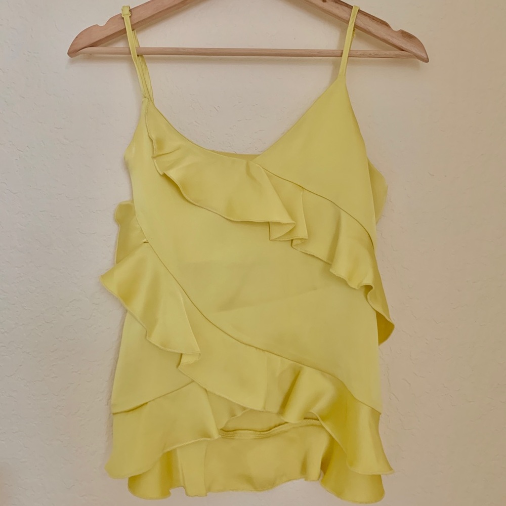Yellow Ruffle Sleeveless Top